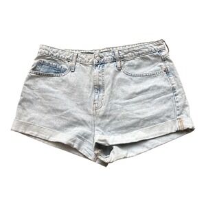 Wild Fable Women Light Wash High Rise Mom Shorts Cuffed Distressed Size 10